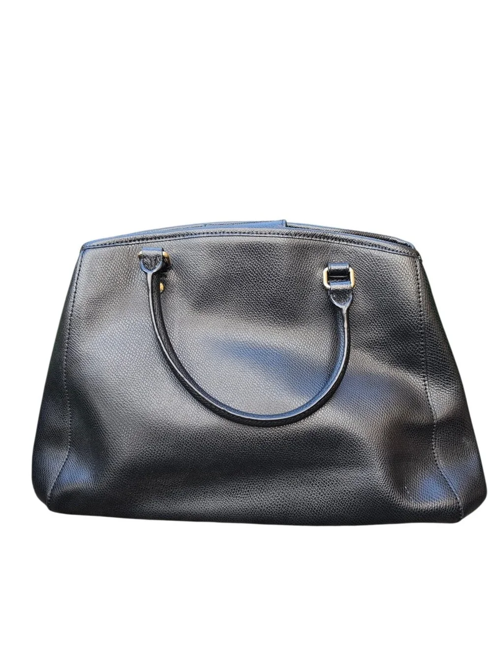 COACH Black Crossgrain Leather Margot Carryall Satchel